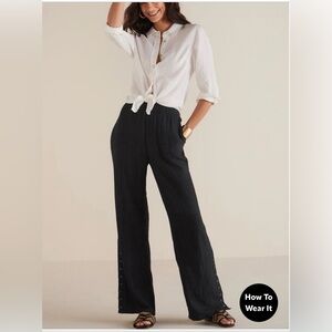 NWT Soft Surroundings Oceo Gauze Wide-Leg Pants in black Size XL